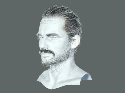 Realtime hair Old Man low poly Hairstyle Game Ready 3D Model