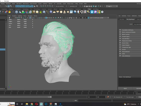 Realtime hair Old Man low poly Hairstyle Game Ready 3D Model