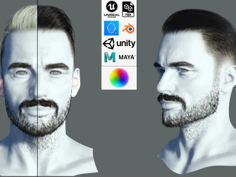 Прическа в реальном времени, современный мужчина, низкополигональная прическа, игра готова 3D Модель