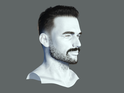 Realtime hair modern Man low poly Hairstyle Game Ready 3Dモデル