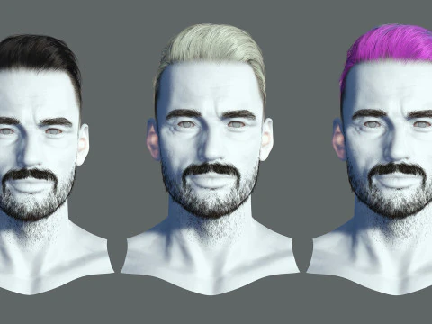 リアルタイムヘアモダンマン低ポリヘアスタイルゲーム対応 3Dモデル