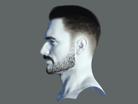 Realtime hair modern Man low poly Hairstyle Game Ready 3Dモデル