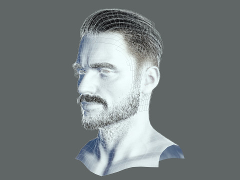 Realtime hair modern Man low poly Hairstyle Game Ready 3Dモデル
