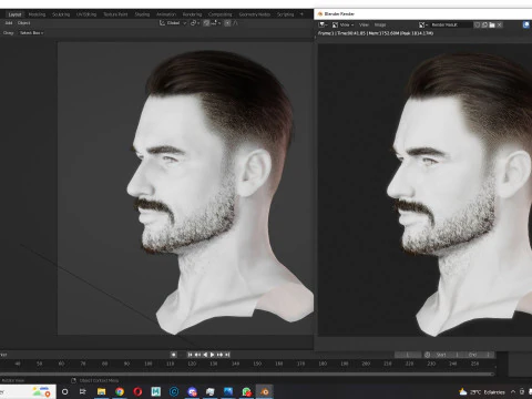 リアルタイムヘアモダンマン低ポリヘアスタイルゲーム対応 3Dモデル