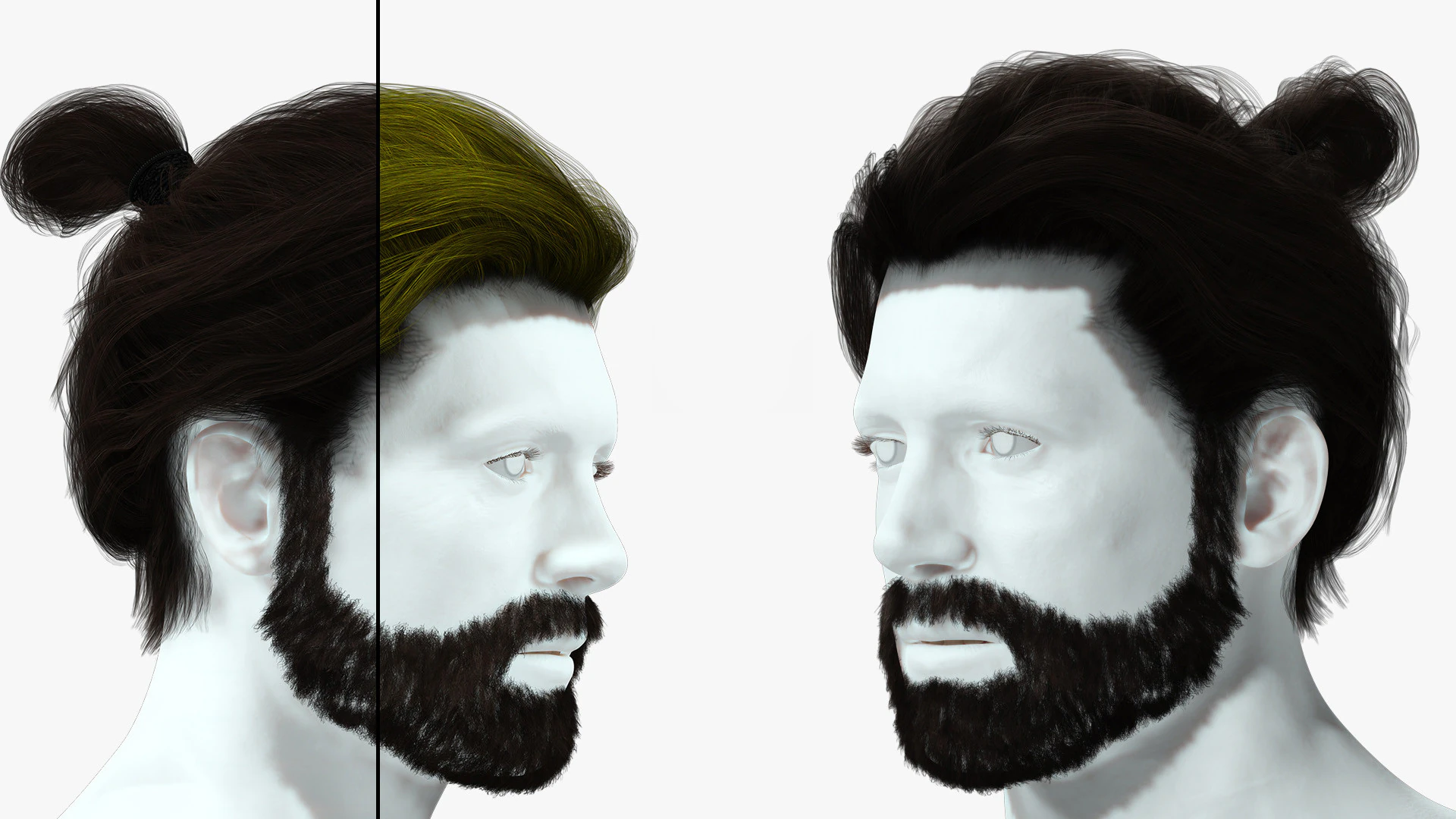 Realistic Hair Beard brows mustache 3D Model .c4d .max .obj .3ds .fbx .stl .blend 