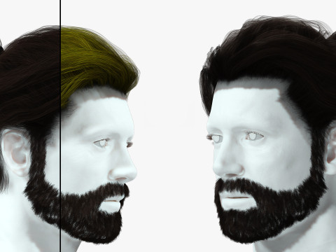 Realistic Hair Beard brows mustache 3D 模型