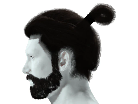 Realistic Hair Beard brows mustache 3D Model