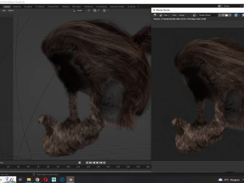 Realistic Hair Beard brows mustache 3D Model