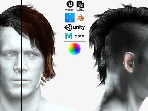 Реалистичные волосы киберпанк 3D Модель