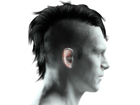 Realistic Hair cyberpunk 3D Model