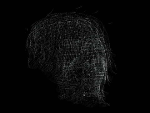 Realistic Hair cyberpunk 3D Model