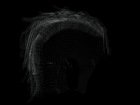 Realistic Hair cyberpunk 3D Model