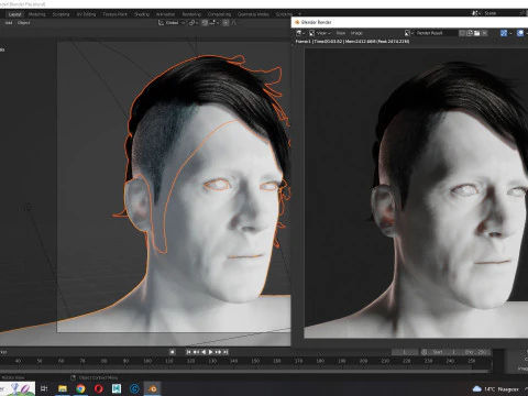 Realistic Hair cyberpunk 3D Model