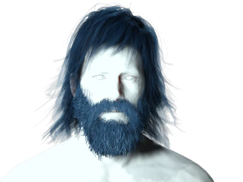 Realistic Hair Beard brows mustache 3D Model