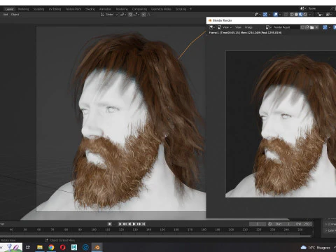 Realistic Hair Beard brows mustache 3D Model