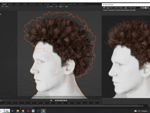 Cabelo afro realista Modelo 3D