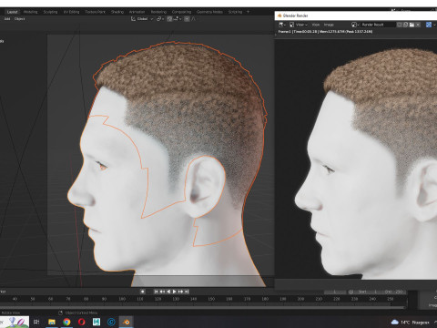 Realistic Hair male 3D Model