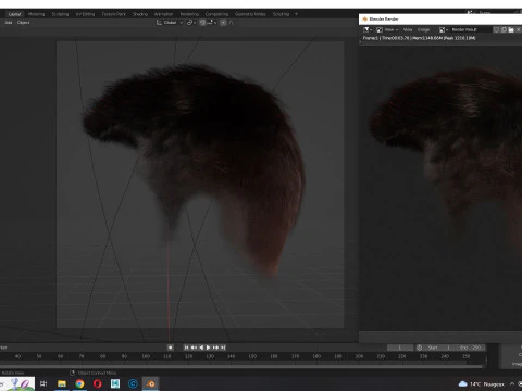 Realistic Hair hawk 3D Model