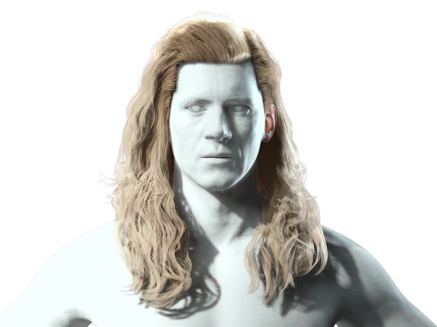 Realistic Long Hair Man 3D Model