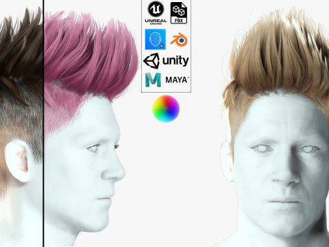 Cyberpunk de falc&atilde;o de cabelo realista Modelo 3D