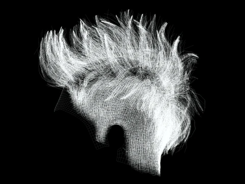 Realistic Hair hawk cyberpunk 3D Model