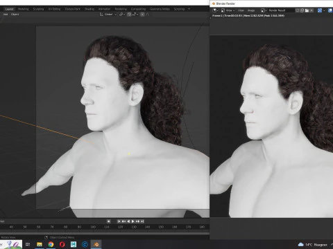 リアルな長い髪 3Dモデル