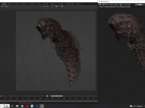 リアルな長い髪 3Dモデル