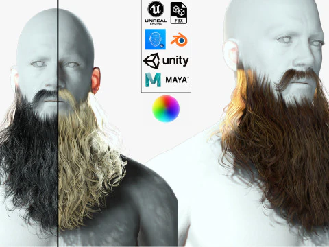 Реалистичная Полная борода 3D Модель