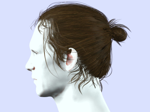 Male Hair - Man Bun Model 3D