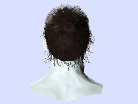Male Hair - Man Bun Model 3D