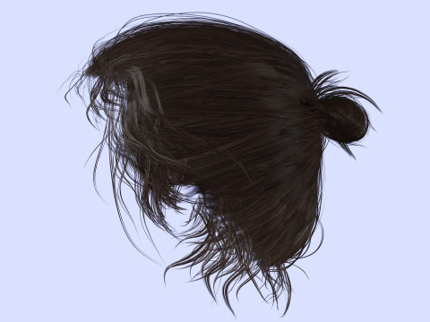 Male Hair - Man Bun Model 3D