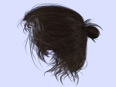 Male Hair - Man Bun 3D Model