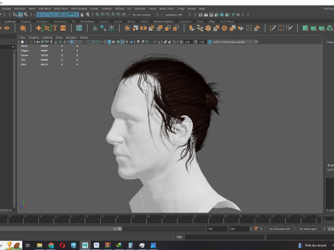 Male Hair - Man Bun Model 3D
