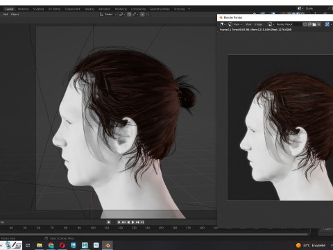 Male Hair - Man Bun Model 3D