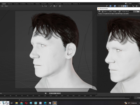 Realistic Male Hair 3D Model