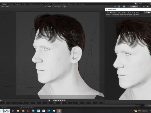 Realistic Male Hair 3D Model