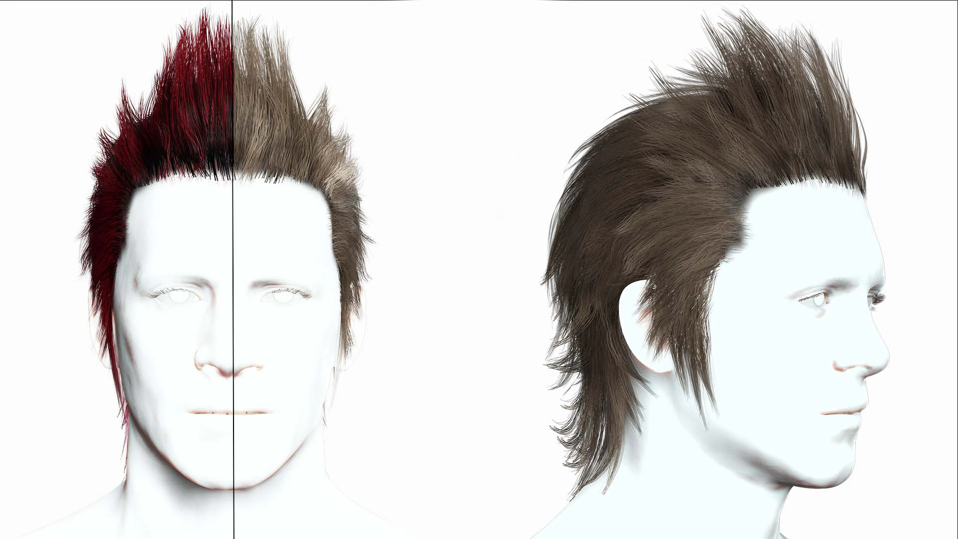 Realistic Hair - Faux Hawk 3D Model .c4d .max .obj .3ds .fbx .stl .blend 