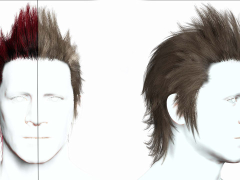 Realistic Hair - Faux Hawk 3D 模型