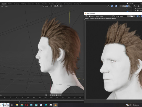 Realistic Hair - Faux Hawk 3D Model