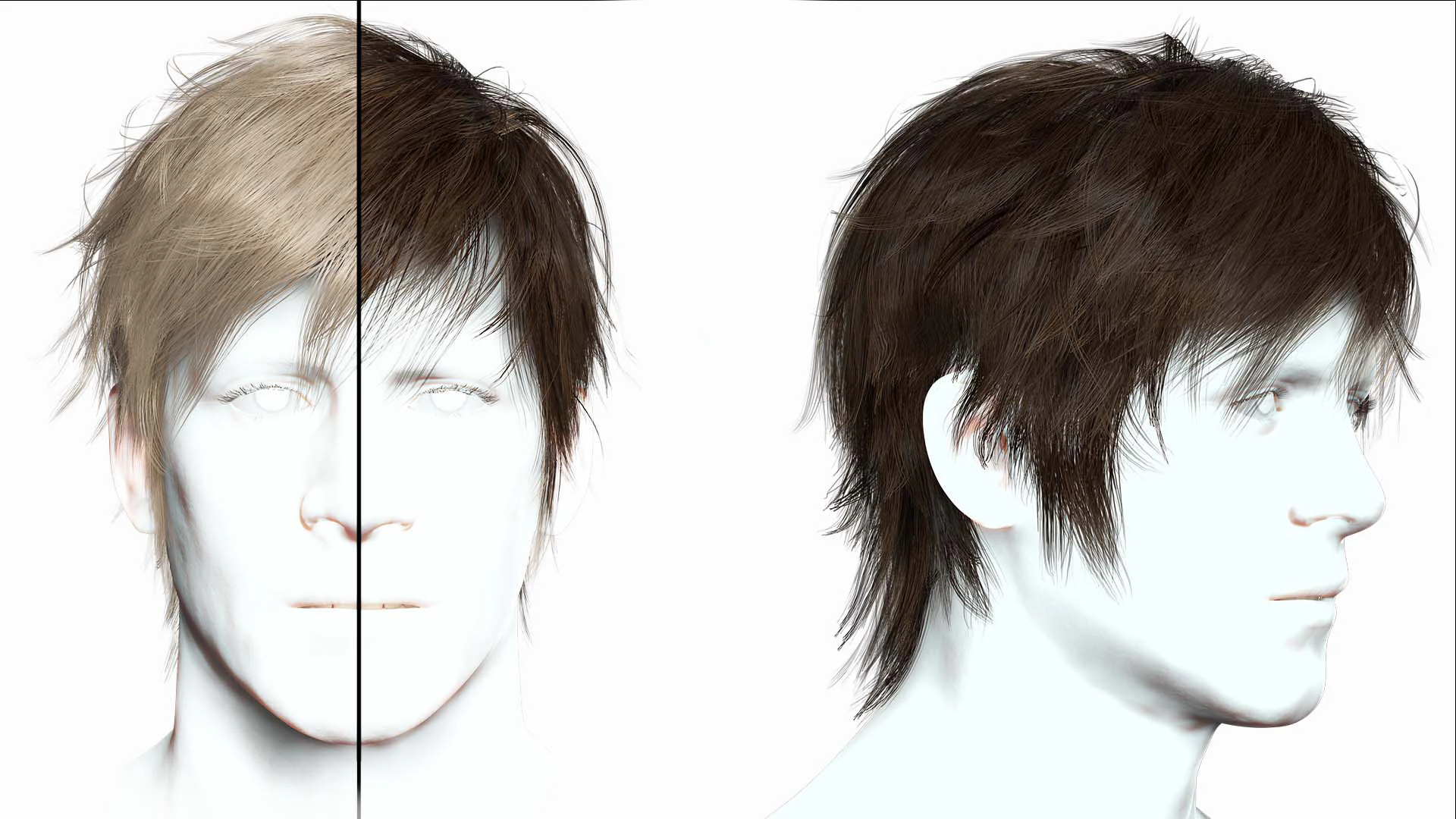 Realistic Male Hair Low-poly 3D Model .c4d .max .obj .3ds .fbx .stl .blend 