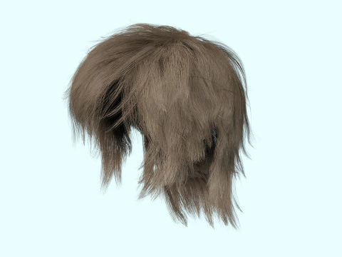 Realistic Male Hair Low-poly 3D Model