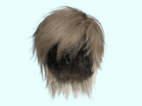 Realistic Male Hair Low-poly 3D Model