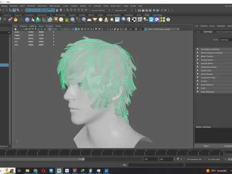 Realistic Male Hair Low-poly 3D Model