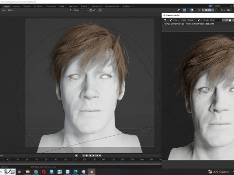 Realistic Male Hair Low-poly 3D Model