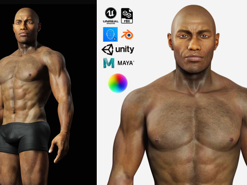 Realistic African American Man G1 3D 模型