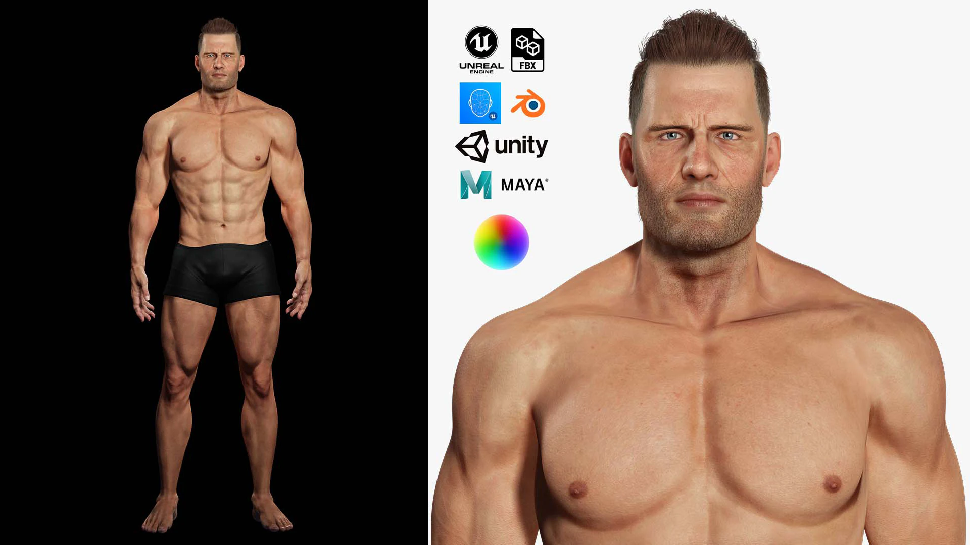 Realistic Athlete Man G1 3D Model .c4d .max .obj .3ds .fbx .stl .blend 