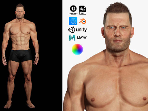 Realistic Athlete Man G1 3D 模型
