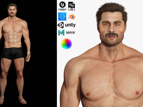 Реалістична людина в прямому ефірі 3D Модель