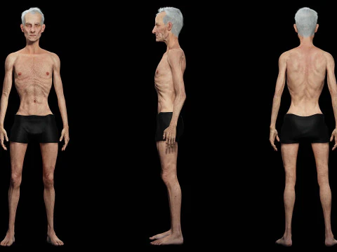 観光客と服を着た老人 3Dモデル