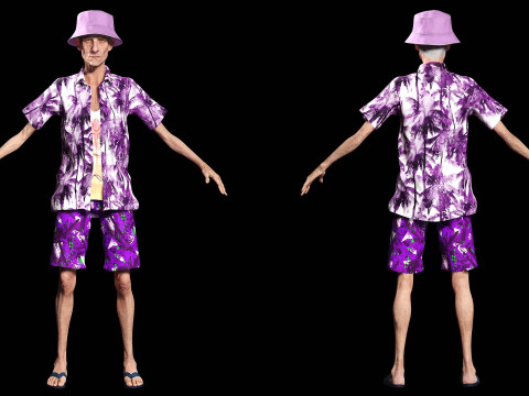 Old Man Tourist and clothed 3Dモデル